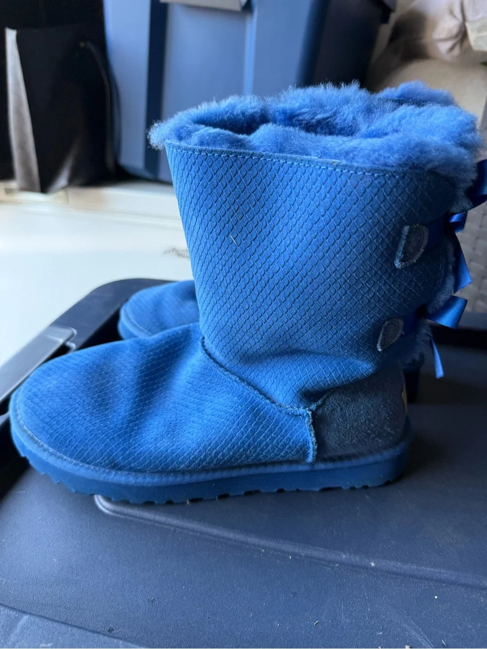 UGG Royal Blue Bow Shearling Boots